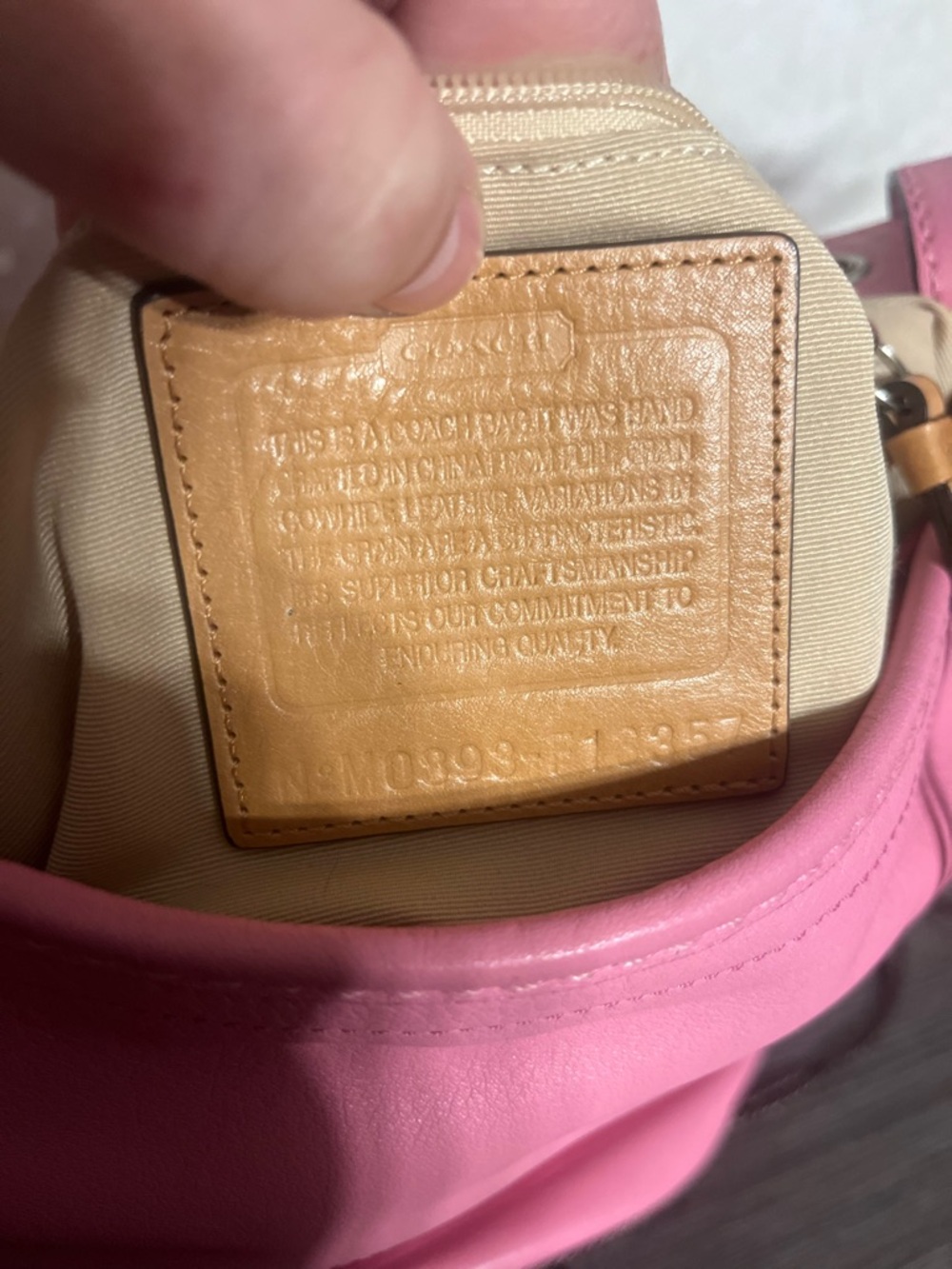 COACH Rugby Stripe Pink Leather Bleeker Duffle Crossbody Shoulder Bag F13357 EUC - Picture 5 of 7